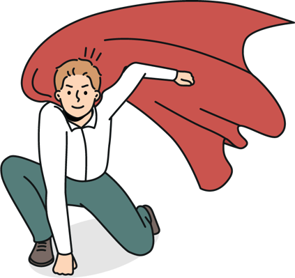 Image of data hero wearing cape Image of data hero wearing cape