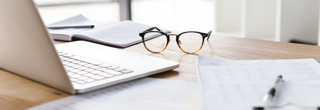 glasses on desk